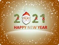 Vector illustration 2021 Happy New Year greeting card with Santa Claus