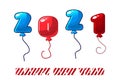Vector illustration happy new year 2021 numbers balloons.