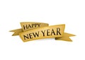 Vector illustration of happy new year ribbon golden banner isolated