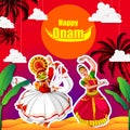 Vector illustration of Happy Onam Festival background of Kerala