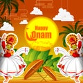 Vector illustration of Happy Onam Festival background of Kerala Royalty Free Stock Photo