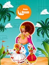 Vector illustration of Happy Onam Festival background of Kerala Royalty Free Stock Photo