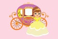 Illustration of happy princess with royal carriage Royalty Free Stock Photo