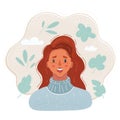 Vector illustration of Happy redhead woman smile.