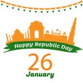 Vector Illustration Of Happy Republic Day Of India 26 January