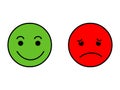 Happy and sad faces.Emoji sticker vector