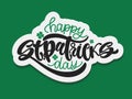 Vector illustration of Happy Saint Patrick`s Day logotype. Hand sketched Irish celebration design. Beer festival lettering typogr Royalty Free Stock Photo