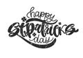 Vector illustration of Happy Saint Patrick`s Day logotype. Hand sketched Irish celebration design. Beer festival lettering typogr Royalty Free Stock Photo