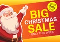 Vector illustration with happy Santa Claus. Christmas sale.