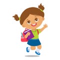 Welcome Back To School. Cute School Girl With Book And Schoolbag. Royalty Free Stock Photo