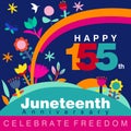 Vector illustration on Happy 155th Juneteenth Anniversary Royalty Free Stock Photo