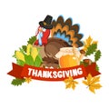 Vector Illustration of a Happy Thanksgiving Celebration Design.