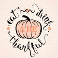 Vector illustration of Happy Thanksgiving Day, autumn vintage design Royalty Free Stock Photo