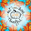 Vector illustration of Happy Thanksgiving Day, autumn vintage design Royalty Free Stock Photo