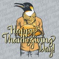 Vector illustration of Thanksgiving penguin concept