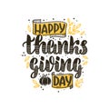 Vector illustration of Happy Thanksgiving day text Royalty Free Stock Photo