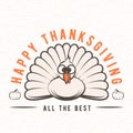 Vector illustration of Happy Thanksgiving Day, turkey vintage design