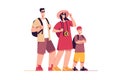 Vector illustration of a happy traveling tourist family