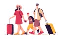 Vector illustration of a happy traveling tourist family