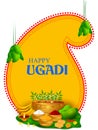 Happy Ugadi holiday religious festival background for Happy New Year of in India