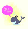 Vector illustration of a happy whale for design element Royalty Free Stock Photo