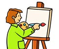 Young painter artist cartoon clipart Royalty Free Stock Photo