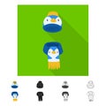 Vector illustration of hat and scarf icon. Collection of hat and kids stock symbol for web. Royalty Free Stock Photo