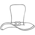 Cylinder hat. Leprechaun headdress. Vector illustration. Outline on an isolated white background. Doodle style. Sketch. Coloring 