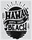 Vector illustration Hawaii, North Shore beach.