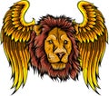 vector illustration of head Lion with Wings Royalty Free Stock Photo