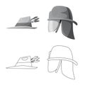 Vector design of headgear and cap logo. Set of headgear and accessory stock symbol for web. Royalty Free Stock Photo