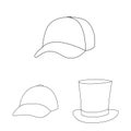 Vector design of headgear and napper sign. Collection of headgear and helmet vector icon for stock.