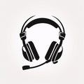 Black silhouette, tattoo of a headset on white background. Vector Royalty Free Stock Photo