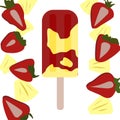 Vector illustration of a healthy strawberry ice cream or popsicle Royalty Free Stock Photo