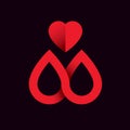 Vector illustration of heart shape and drops of blood. Cardiovascular system diseases remedy conceptual symbol for use in Royalty Free Stock Photo