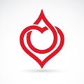 Vector illustration of heart shape and drops of blood. Cardiovascular system diseases remedy conceptual symbol for use in Royalty Free Stock Photo