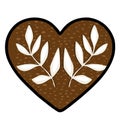 A vector illustration of a heart-shaped gingerbread cookie with a unique stylized leaf pattern, featuring a brown speckled texture Royalty Free Stock Photo