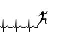 Vector illustration of heartbeat electrocardiogram and running woman