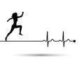 Vector illustration of heartbeat electrocardiogram and running woman