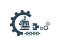 Vector illustration of the heavy pipelayer icon and logo. Equipment for construction work. Tractor.