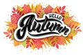 Vector illustration of Hello Autumn text&