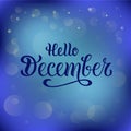 Vector illustration of hello december for typography poster, logotype, flyer, banner, greeting card or postcard. Royalty Free Stock Photo