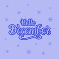 Vector illustration of hello december for typography poster, logotype, flyer, banner, greeting card or postcard. Royalty Free Stock Photo