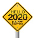 Vector illustration of hello 2020 happy new year road sign Royalty Free Stock Photo