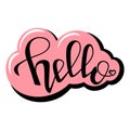 Vector illustration with `Hello` lettering. Modern calligraphy. Trendy handdrawn design of word `Hello`