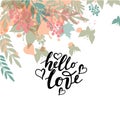 Vector illustration of Hello Love with the inscription for pac