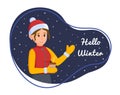 Vector illustration of hello winter. Concept of spending time in winter.