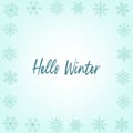 Vector illustration: Hello Winter elegant modern lettering on blue snowflake background. Vector illustration Royalty Free Stock Photo