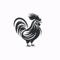 Black silhouette, tattoo of hen, rooster on white background. Vector Royalty Free Stock Photo