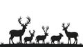 Deer Silhouette Herd, Buck and Doe Vector Illustration Royalty Free Stock Photo